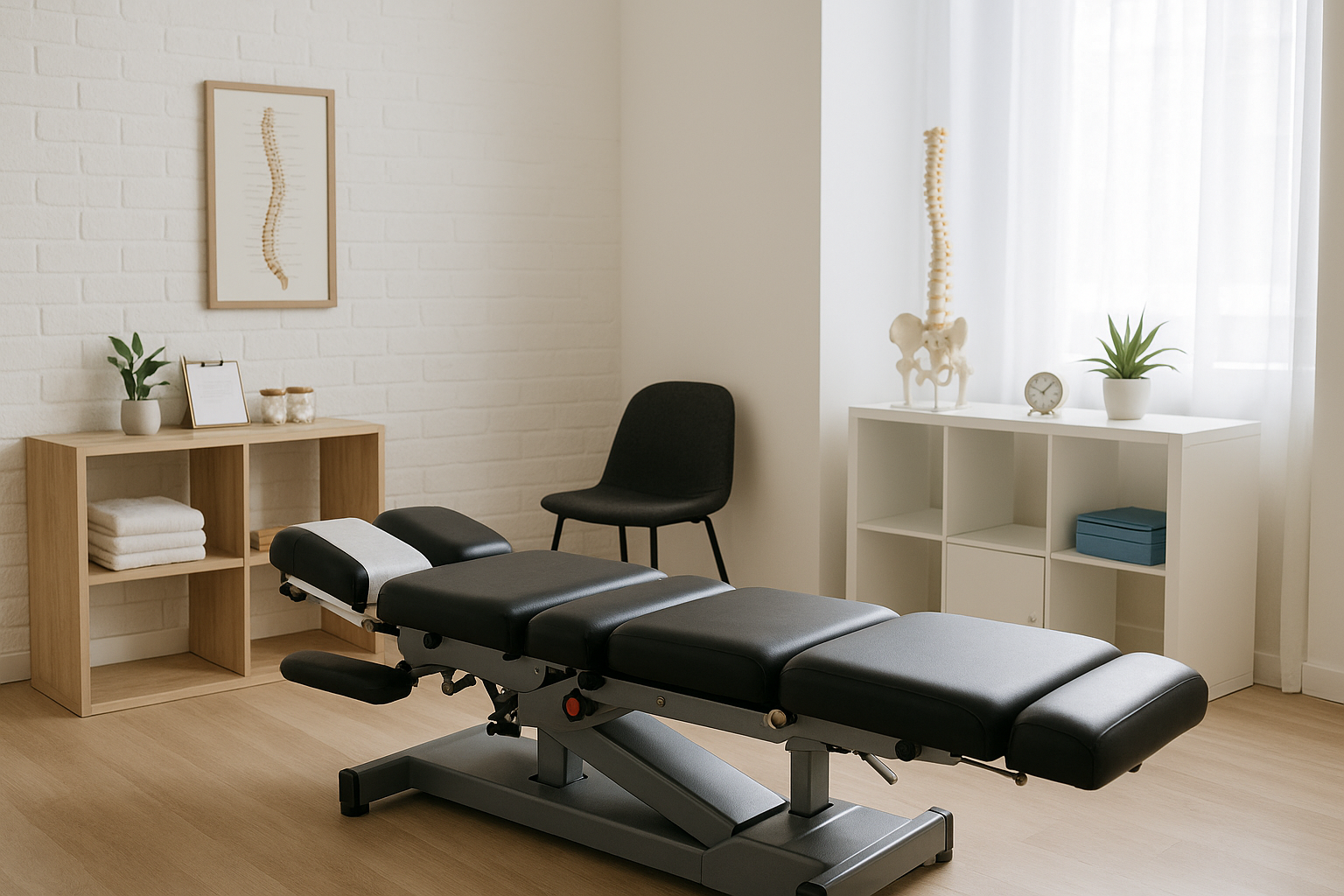Modern chiropractic clinic with adjustment table